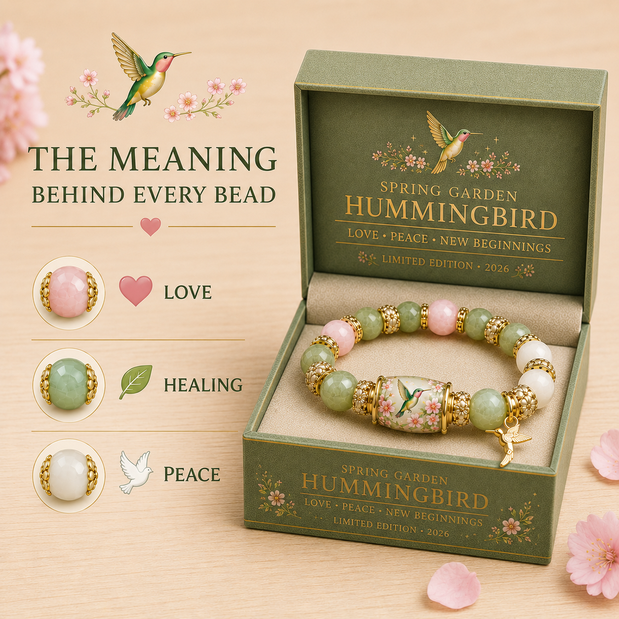 🌿 Love, Peace & Spring Blessings 💖 | 2026 Limited Edition Bracelet - Only 18 Left