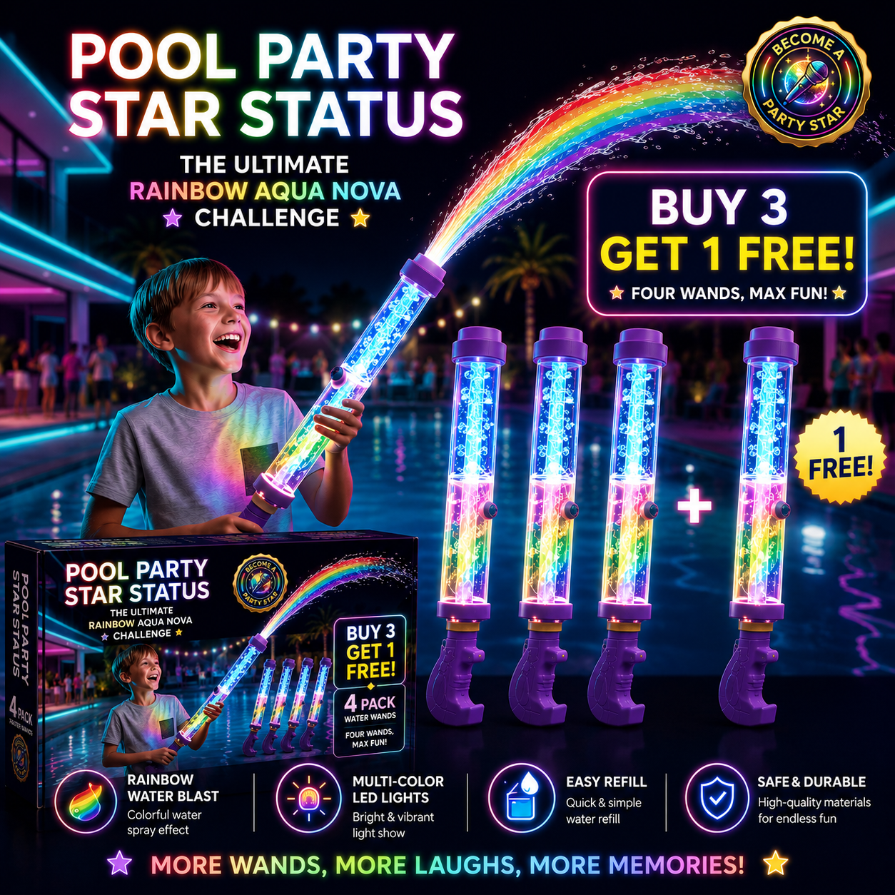 🌈 Glowing Rainbow LED Water Blaster | Summer Fun That Pops Like Magic! ✨